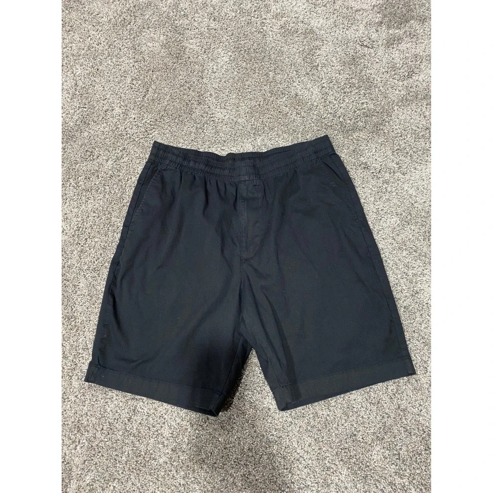 Uniqlo Mens Cotton Relaxed Fit Shorts Black Elastic Waist XL 464822